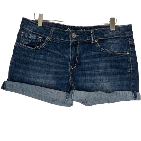 Aeropostale Women's Sz 10 Boyfriend Denim Cuffed Shorts Dark Wash Summer Beach - Picture 1 of 8